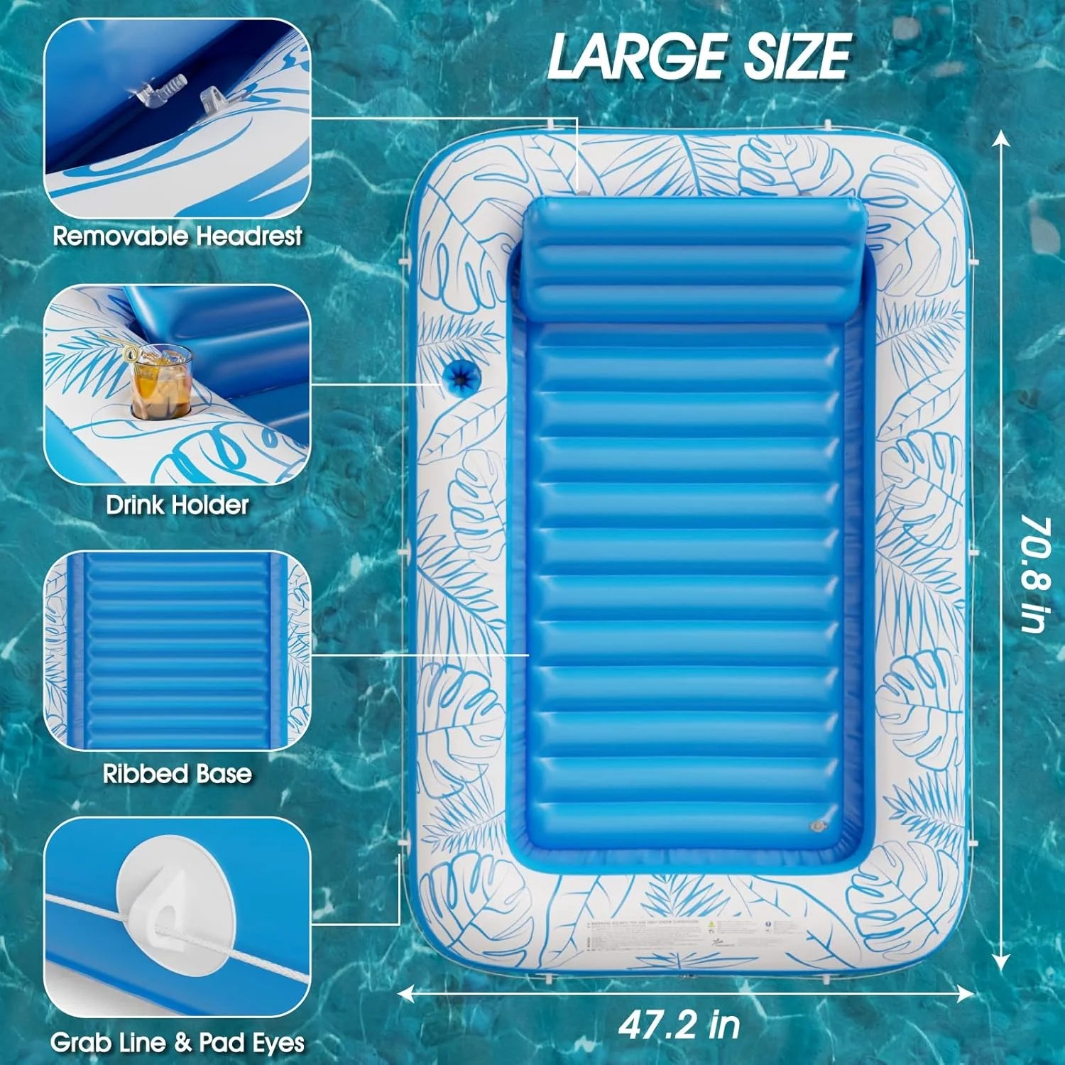 Bathtub Pillow Inflatable - Boia inflável gigante para piscina com