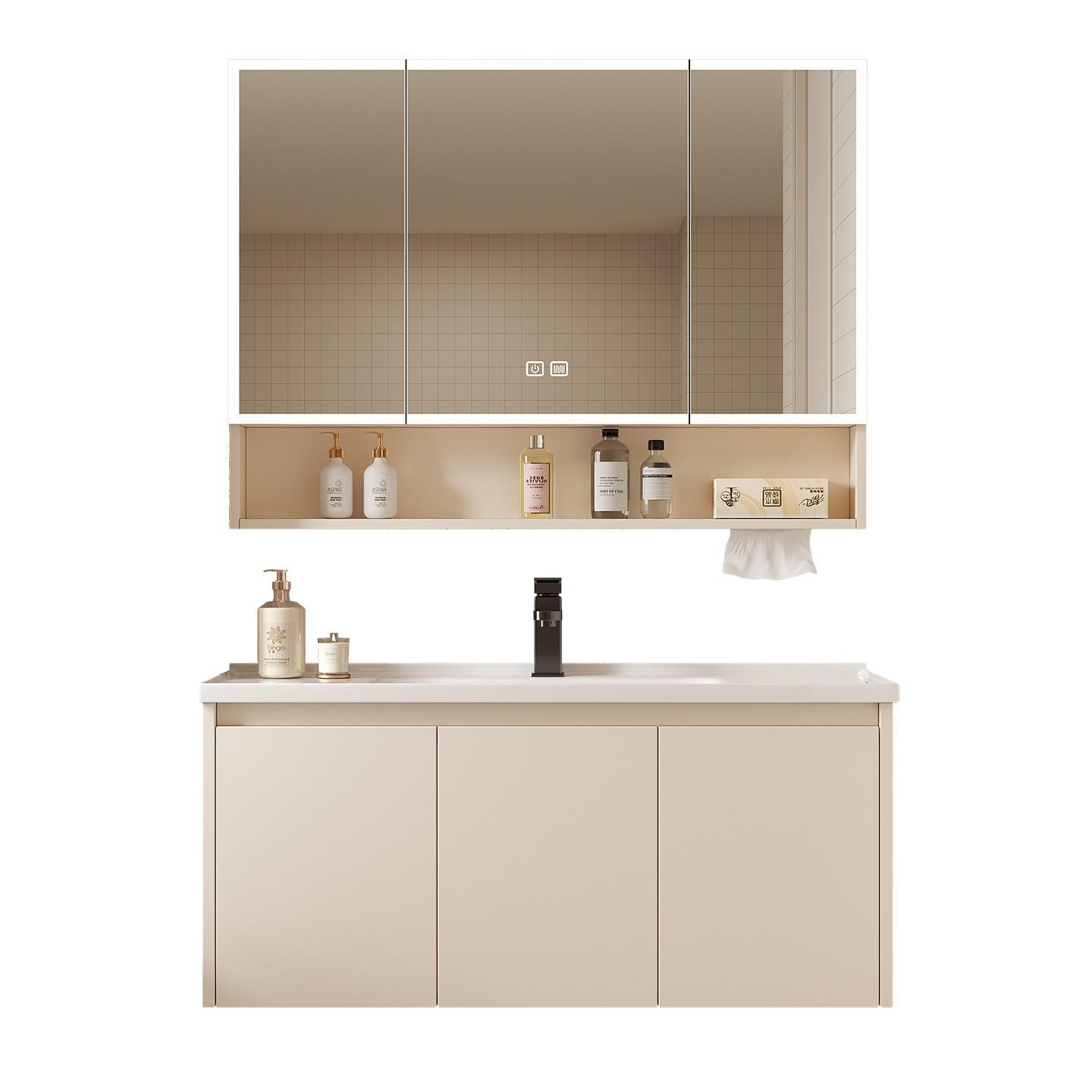 Home Bathroom Cabinets - Armário Espelhado Inteligente de Alumínio Espacial