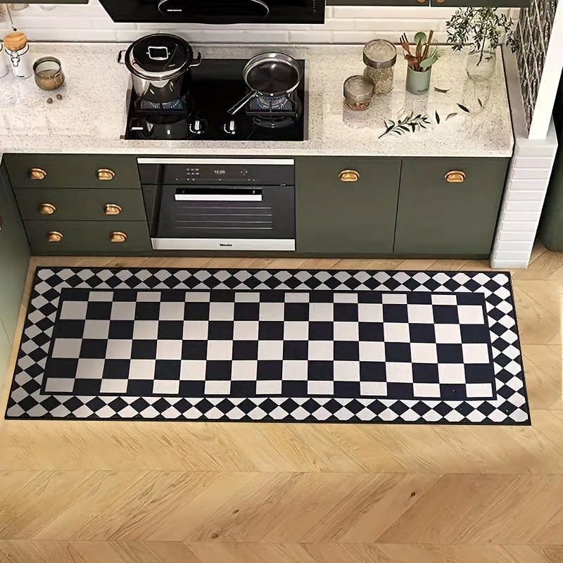 Home Bathroom Rugs - Tapete VIKAMA Preto e Branco Xadrez