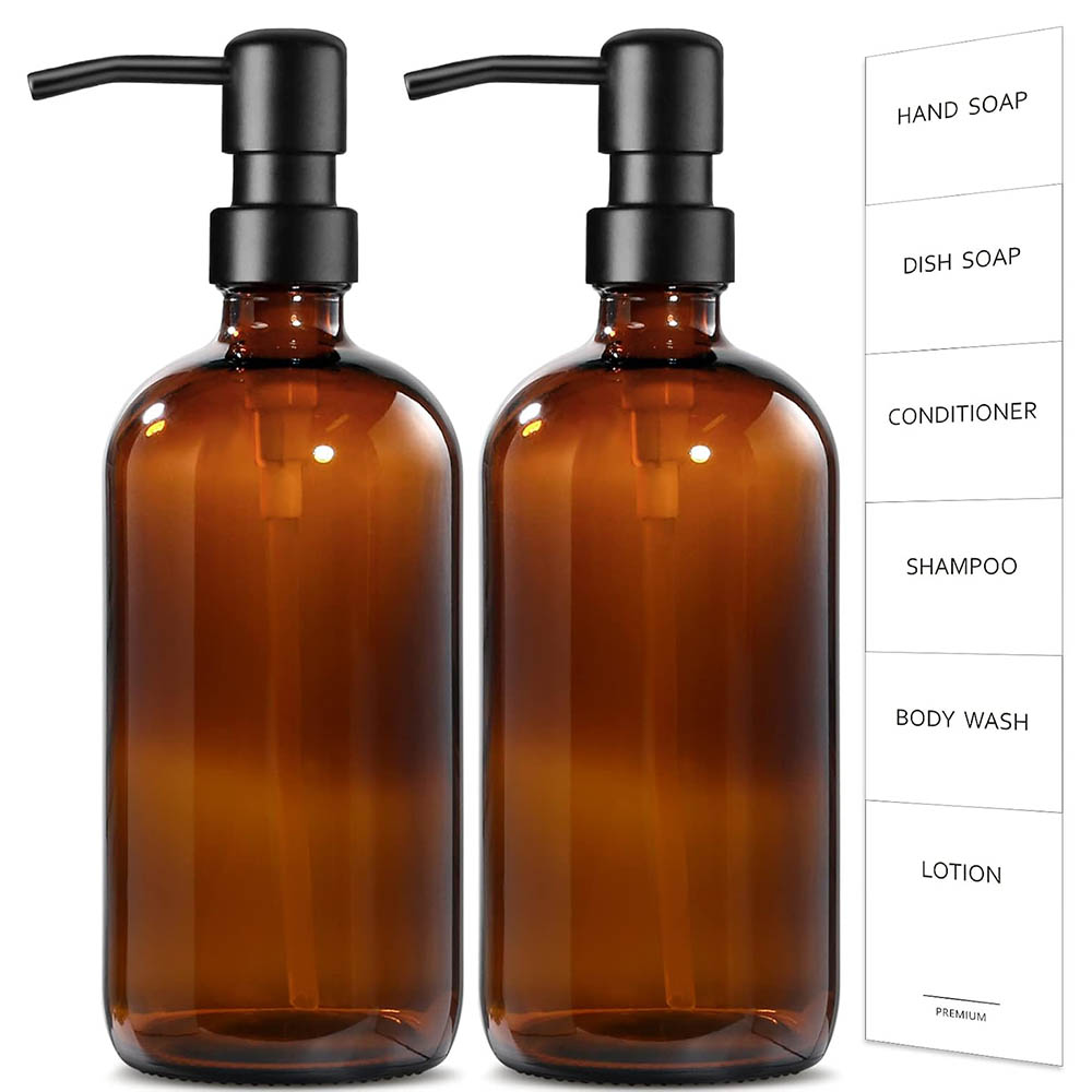Soap Dispenser Pump - Distribuidor de sabão de vidro âmbar,